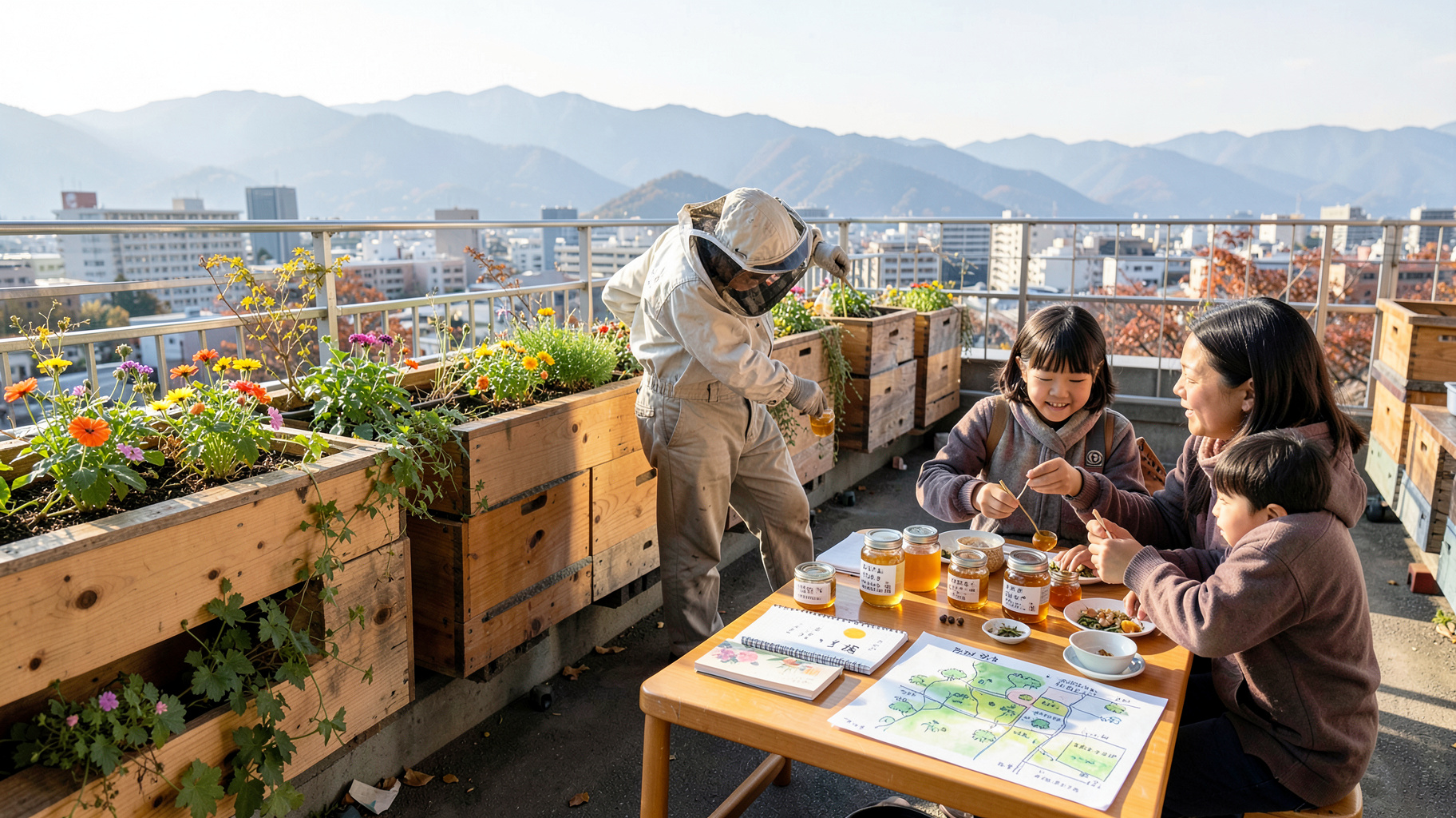 札幌の都市養蜂が示す、屋上から広がる地域ブランドと生物多様性の価値のイメージ